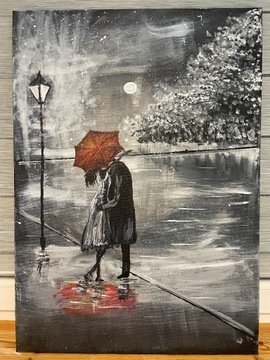 "Zakochani" obraz ręcznie malowany 70x50 cm