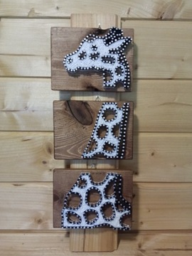 Obraz string art - Żyrafa (Tryptyk)