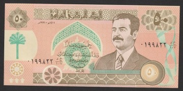 Irak 50 dinar 1991 - Saddam - stan bankowy UNC