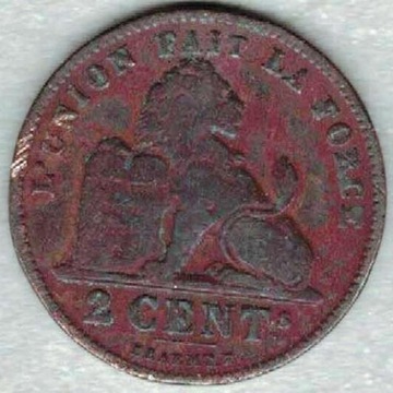 Belgia 2 centymy 1902 DES  21,5 mm