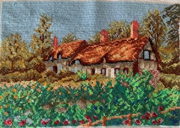 Cudny obraz/gobelin „Dom na wsi” rękodzieło