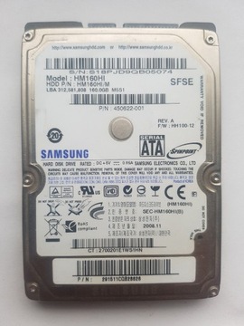 Dysk Sata 2,5" do laptopa konsoli SAMSUNG HM160HI 160 GB