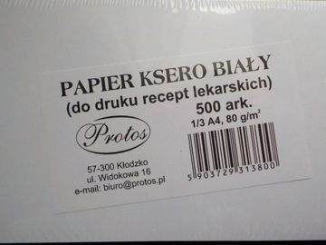 Papier ksero do recept 500 arkuszy 10 x 21 cm