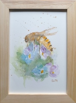Obraz ręcznie malowany Pszczoła +rama 