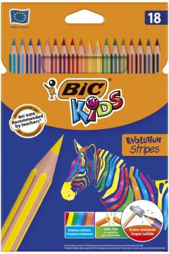 Bic Kids Evolution Stripes Kredki Ołókowe 18 kol.