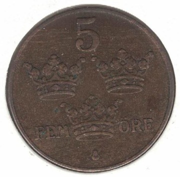 Szwecja 5 ore 1939 w holderze, 27 mm nr 2