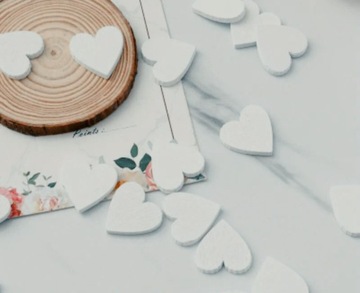 NOWE drewniane białe serduszka do dekoracji DIY
