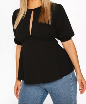 BOOHOO CZARNA BLUZKA TOP Z BUFIASTYMI RĘKAWAMI 3XL