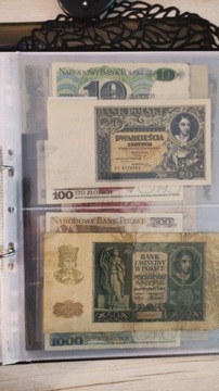 Zestaw banknotów prl rzadkie roczniki1931,19751940