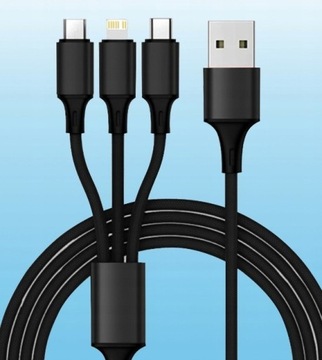 KABEL 3w1 MICRO-USB TYP-C LIGHTNING