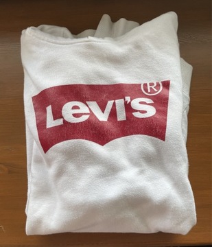 Bluza hoodie z kapturem kangurka Levis męska biała logo Levi’s S 170