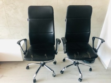 krzesło biurowe skórzane czarne kręcone 