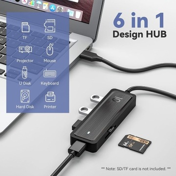 Hub USB 6w1 USB 3.2