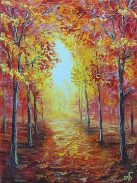 Obraz Olejny "Bright Autumn Alley View"