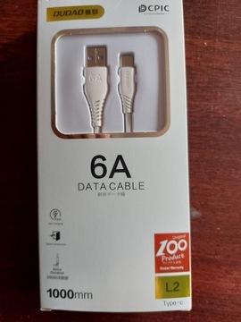 Kabel przewód USB – USB Typ C 6A 1m biały
