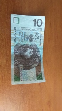 10zł banknot kolekcjonerski nr BP0700008
