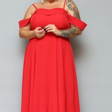 Czerwona sukienka na wesele/bal roz. 44 i 48
