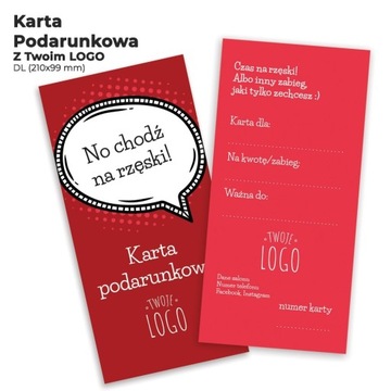 Vouchery/Karty/Bony Podarunkowe - z logo - 100 szt