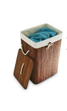 Kosz pojemnik na pranie bambus z pokrywą
