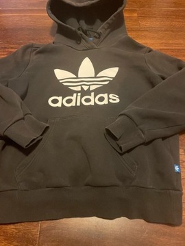 Adidas hoodie czarna bluza kangurka kaptur 152 158