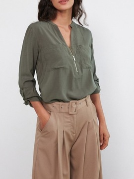 NOWA Bluzka koszulowa Sinsay 34/XS Wiskoza Khaki