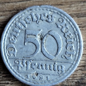 Moneta 50pfeningów 1921r