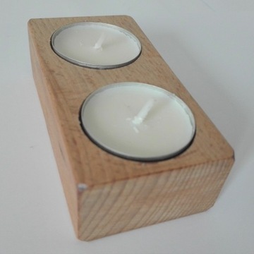 Świecznik na 2 tealight'y handmade drewno