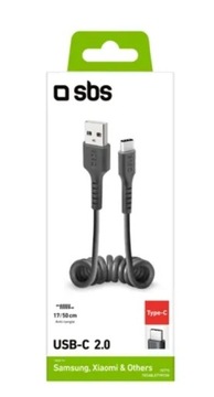 Nowy kabel USB C 50 cm sprzężynka 0,5 m