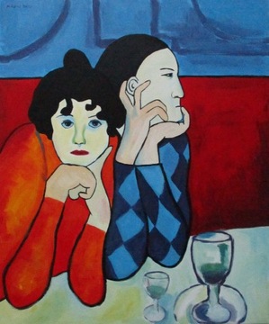 Pablo Picasso, Arlekin, 50x60