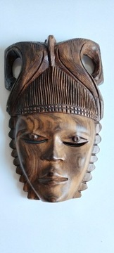 Rzeźba drewniana maska heban