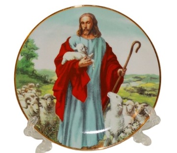 Talerz Ceramiczny Jezus i Baranki Wielkanoc