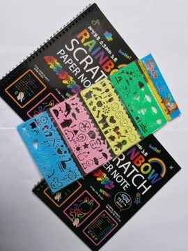 2 książeczki scratch book z plastikowymi wzornikami