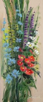 Małgorzata Kruk, Bukiet, 70x30cm, olej, kwiaty