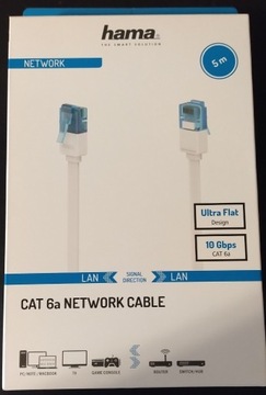Kabel patchcord U/UTP RJ45 slim CAT6a 5m HAMA nowy