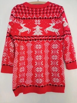 Długi sweter z motywem świątecznym 100% akryl M