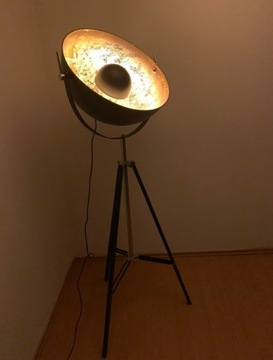 Lampa podłogowa stojąca - czarny, złoty, metal