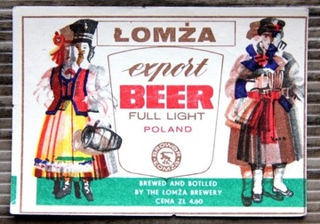 biały kruk etykieta piwa ŁOMŻA export beer 4,60 zl