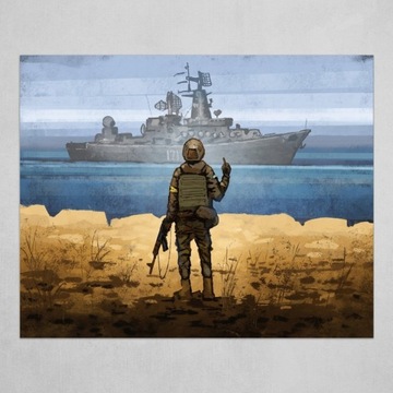 obraz/plakat "Ruski okręt wojenny ..." AUTENTYCZNY