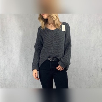 Modny sweter damski oversize splot casual 