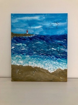 Pejzaż akryl 55x46 cm Latarnia morska obraz morze 