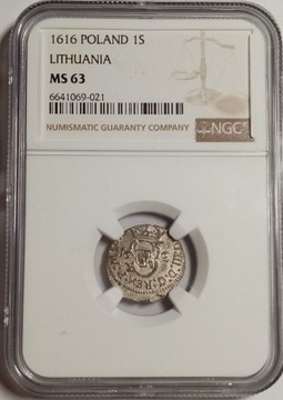 Szeląg 1616 Wilno  NGC MS63