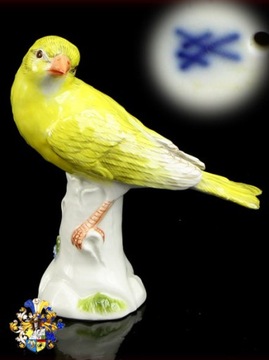 Meissen Miśnia Kanarek figurka ptak sygn. 9,5 cm