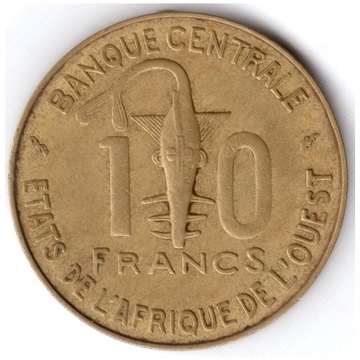 BCEAO 10 franków CFA 1982 KM 10, stan VF