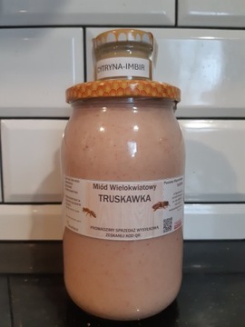 Miód Truskawka  kremowany 1, 15kg + GRATIS