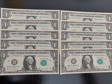 USA dolary 10 banknotów x 1 dolar