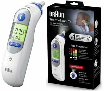 BRAUN ThermoScan 7+ TermometrDoUcha zTrybem nocnym