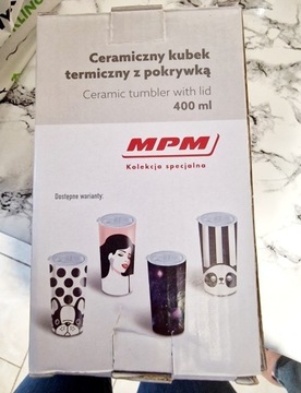 Ceramiczny kubek termiczny z pokrywką 400ml