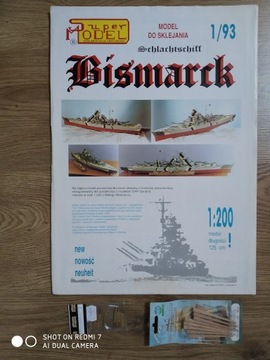 Model kartonowy Bismarck + zestaw dział