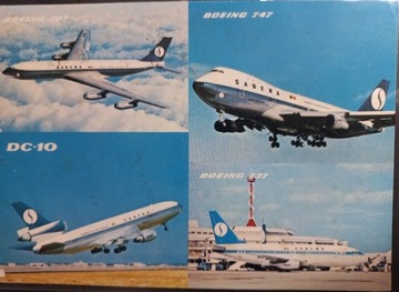 Pocztówka Sabena DC-10 Boeing 707 - 747 - 737