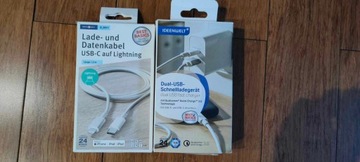 Ładowarka dwuwejsciowa USB + kabel typu USB-C